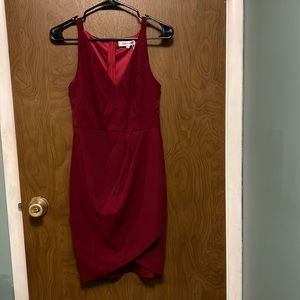 NWT Manydress red sleeveless faux wrap dress size S